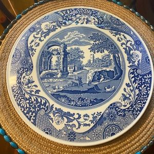 Spode England 11.5 inch Cake Plate Italian Blue/White